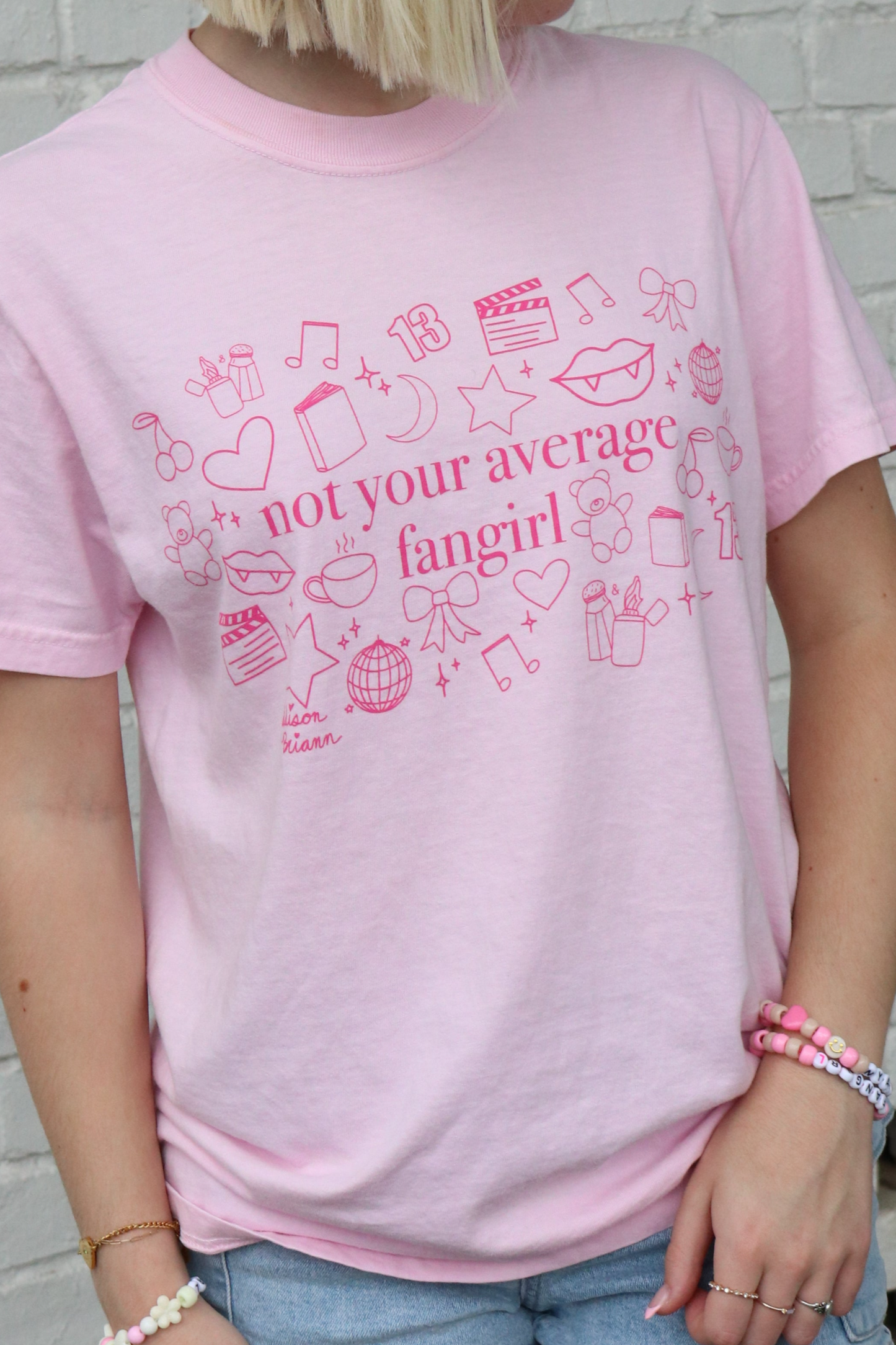 pink doodles tee